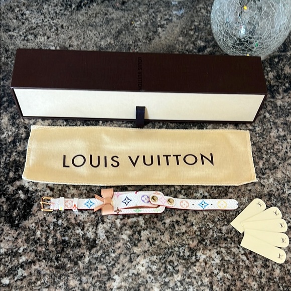 Louis Vuitton Takashi Murakami Multicolored Monogram Leather ID Bracelet - Picture 1 of 14